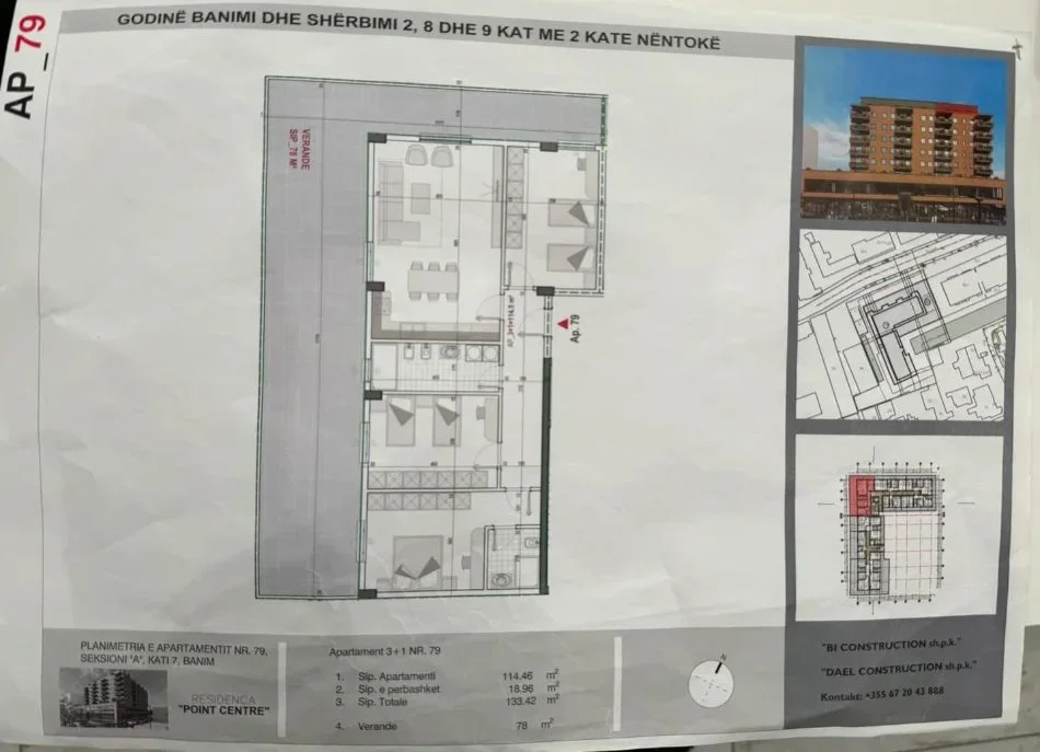 Tirane, vendesi appartamento 3+1 Piano 7, 212 m² 195.000 € (Kamez)