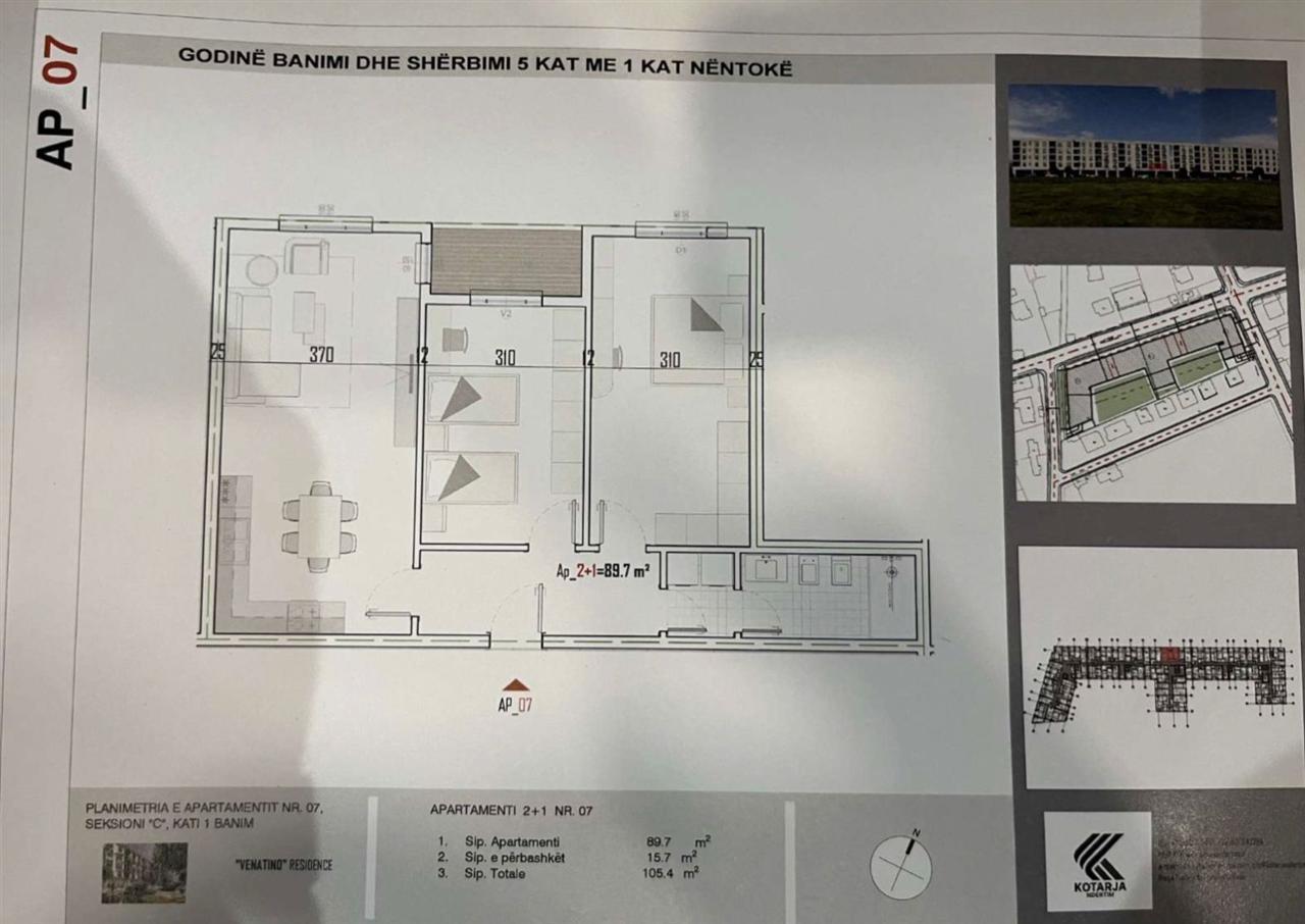 SHITET APARTAMENT 2+1 KAMEZ 8,450,000 LEKE