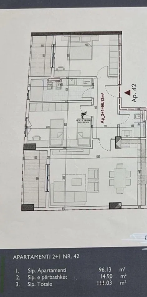 Tirane, shitet apartament 2+1 Kati 5, 111 m² 115.000 € (PASKUQAN)