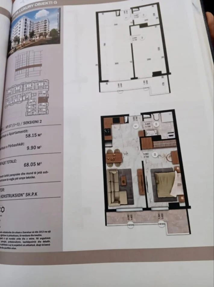 Durres, shitet apartament 1+1+Ballkon Kati 1, 68 m² 88.465 €