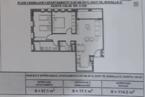 Tirane, vendesi appartamento 2+1 Piano 7, 114 m² 205.560 € (XHAMLLIKU)