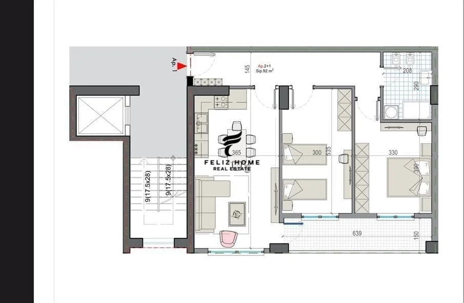 Tirane, shitet apartament 2+1+Ballkon Kati 3, 104 m² 93.200 € (KAME)
