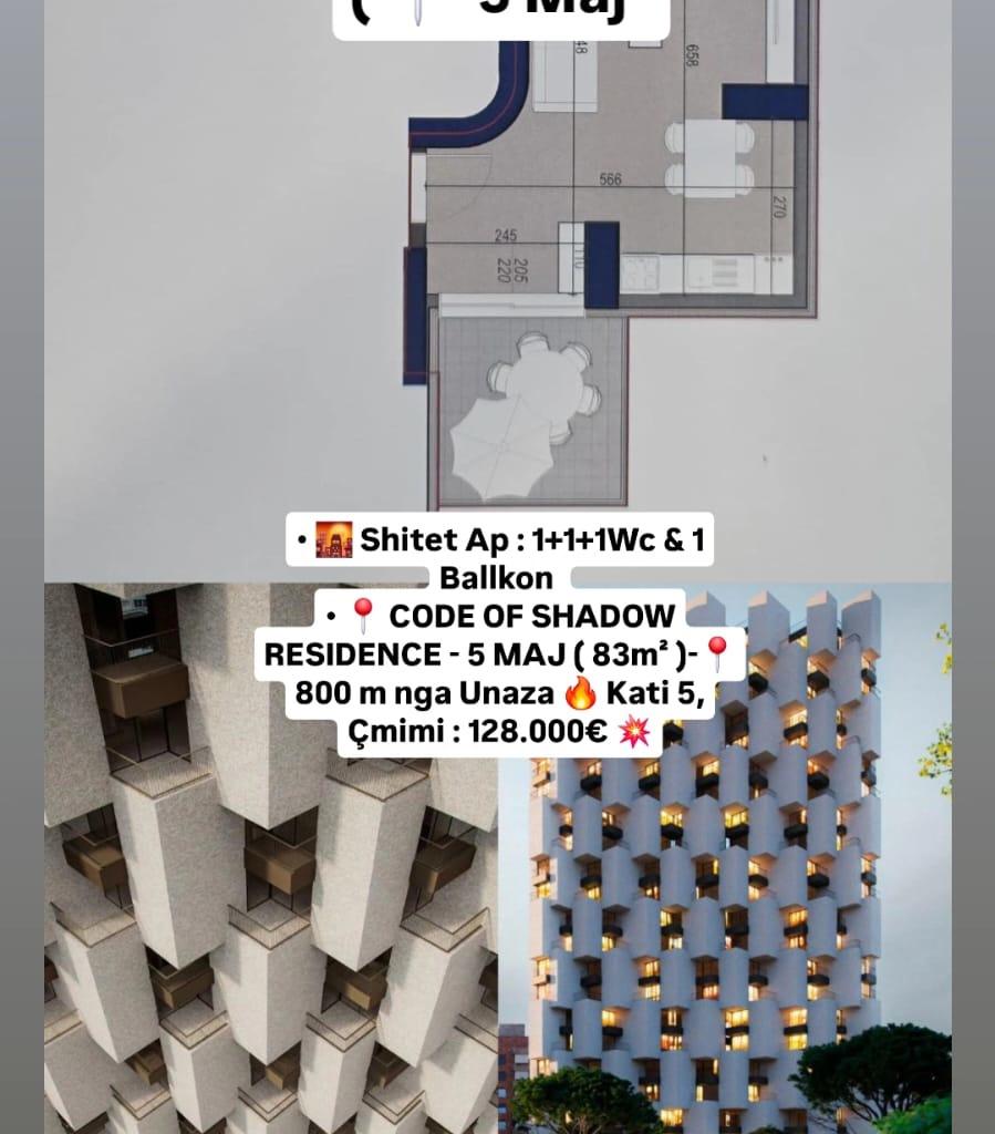 🌇 Shitet Ap: 1+1+1Wc & 1 Ballkon 📍 5 MAJ | 128.000€ 💥