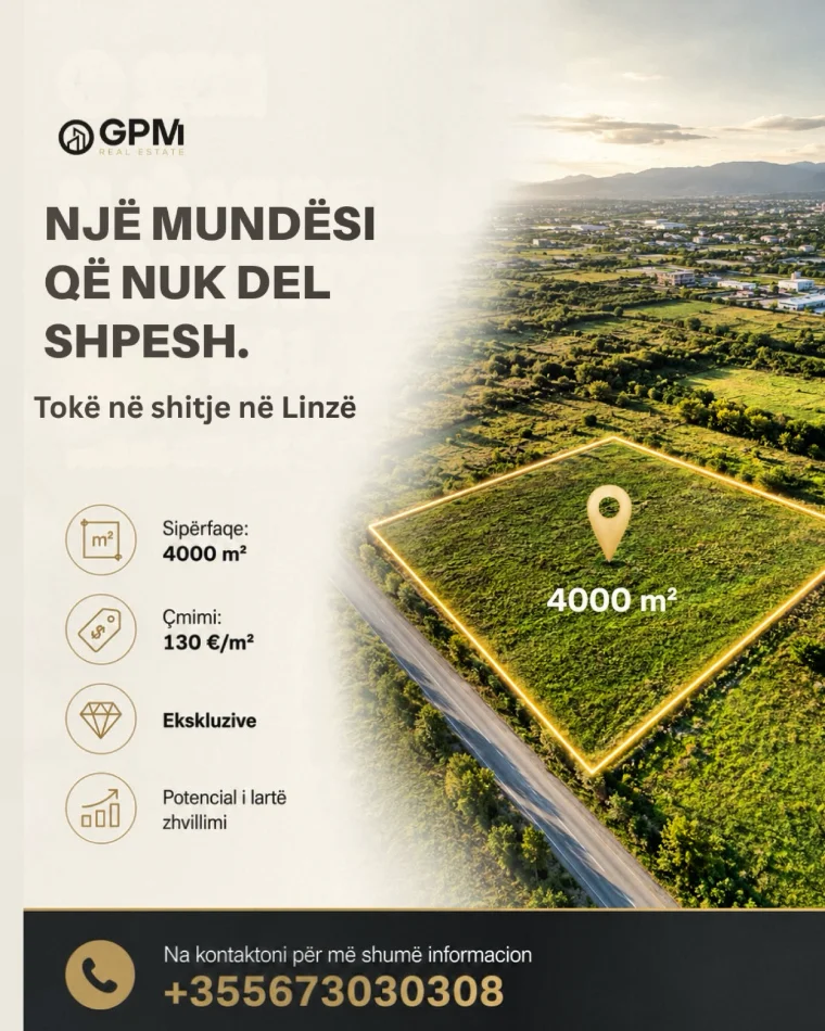 📍 Land for Sale in Linzë. If you're looking for land with real development potential near Tirana, this property in Linzë is an asset worth attention.