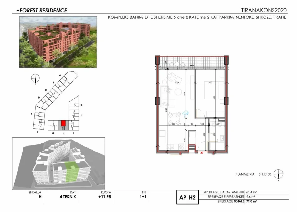 Tirane, shitet apartament 1+1 Kati 4, 107.000 € (Shkozë)