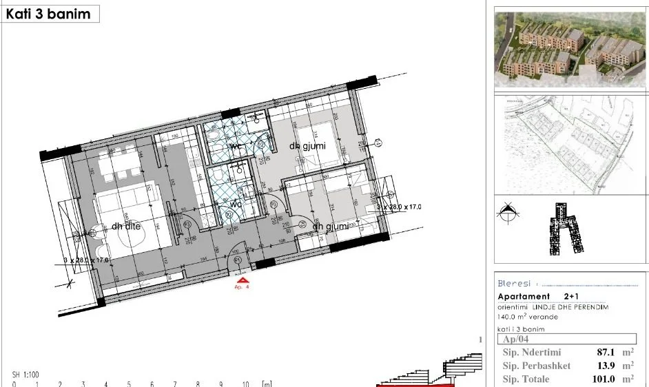 Tirane, for sale 2+1 apartment, 3rd Floor, 101 m², €222,200 (Dream House Residence / near Artificial Lake)