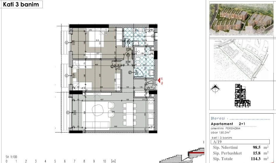 Tirane, for sale 2+1 apartment, 3rd Floor, 114 m², €251,500 (Dream House Residence / near Artificial Lake)