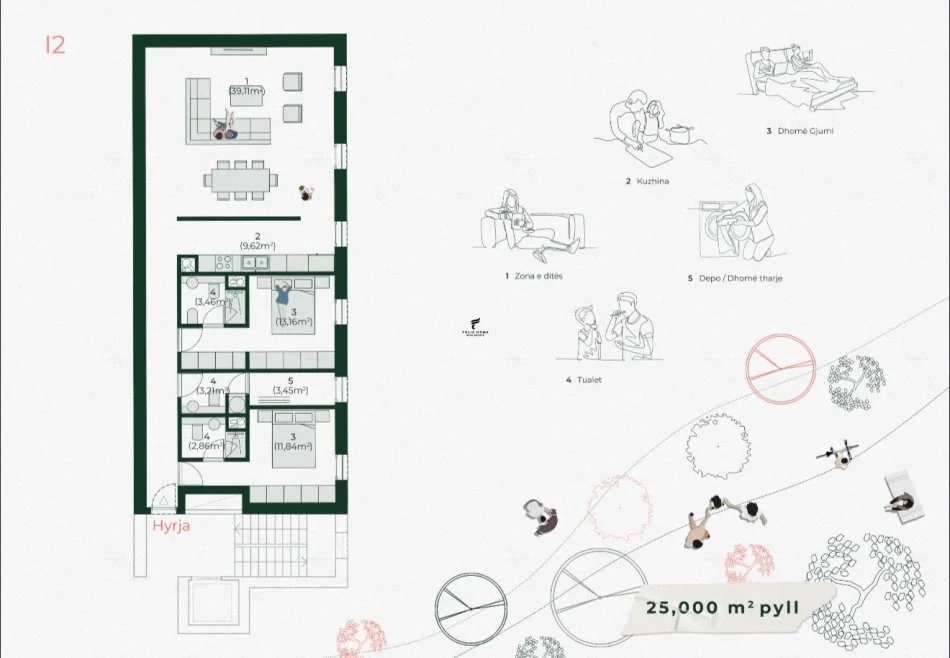 Tirane, vendesi appartamento 2+1 Piano 2, 135 m² 255.000 € (BATHORE)
