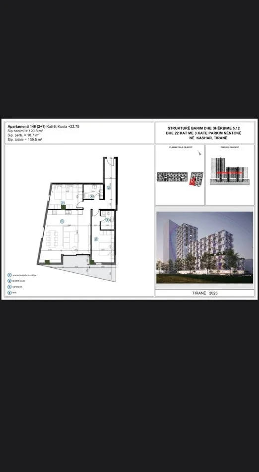 Tirana, Apartment for Sale 2+1+Balcony, 5th Floor, 139 m², €195,000 (ASTIR)