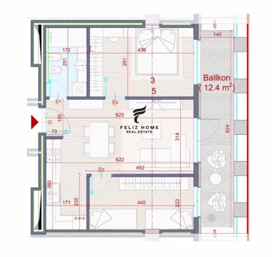 Tirane, vendesi appartamento 2+1 Piano 5, 100 m² 245.000 € (COMPLESSO MANHATTAN)