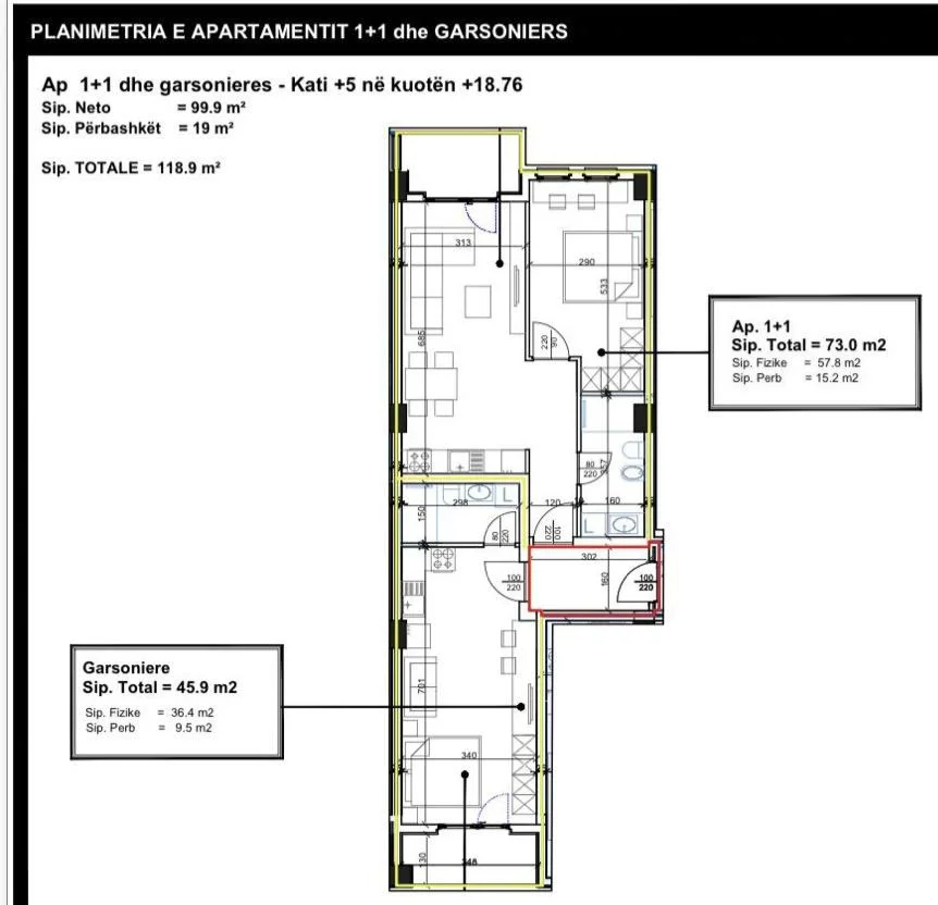 Tirane, shitet apartament 1+1+Ballkon Kati 3, 119 m² 186.200 € (LAPRAKE)