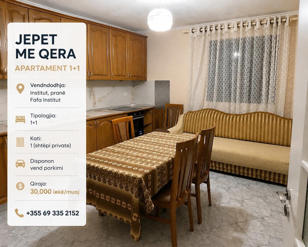 🏡 Jepet me qera apartament 1+1 – Institut, pranë Fafa