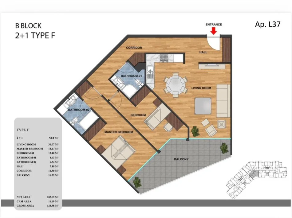 Tirane, vendesi appartamento 2+1 Piano 2, 124 m² 249.000 € (LIQUIDO TOTALE)