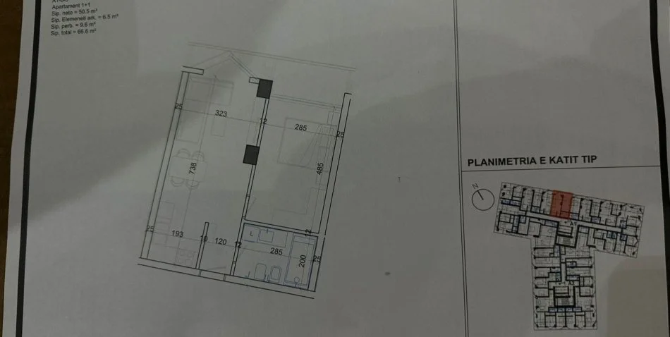 Tirane, vendesi appartamento 1+1+Balcone Piano 4, 66 m² 113.200 € (PARCHEGGIO INCLUSO)