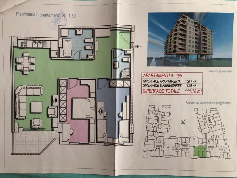 Tirane, vendesi appartamento 2+1 Piano 5, 112 m² 150.000 € (ASTIR)