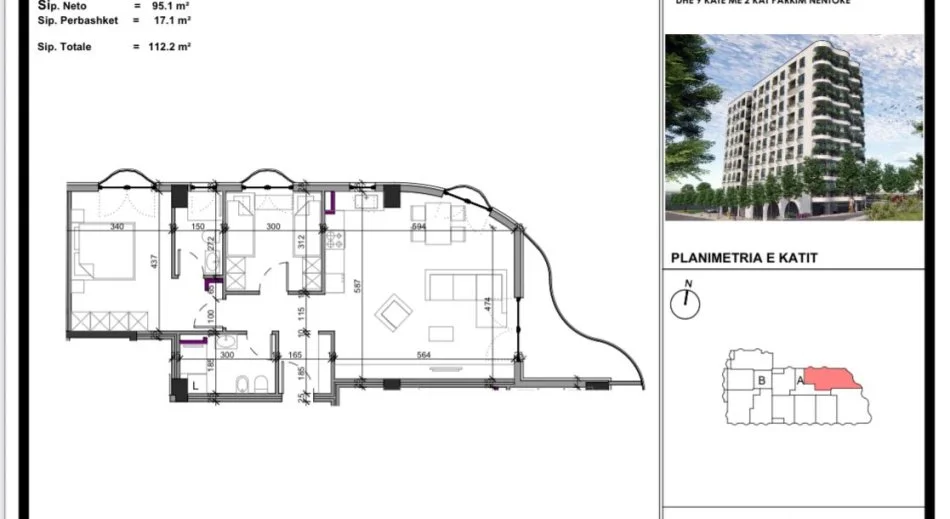 Tirane, apartment for sale 2+1, 8th Floor, 112 m², €134,640 (PASKUQAN)