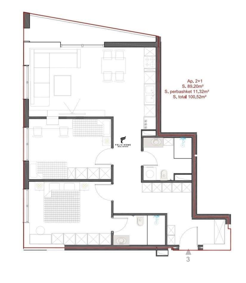SHITET APARTAMENT 2+1 KOMUNA E PARISIT 275.000 EURO
