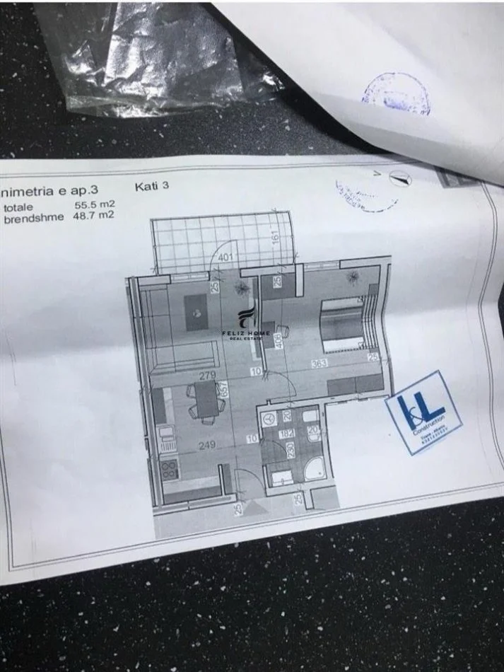 Tirane, vendesi appartamento 1+1 Piano 4, 55 m² 83.500 € (VENDUTO)