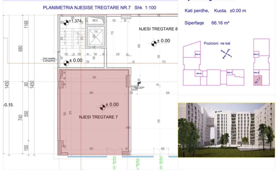 Tirane, Commercial Space for Sale, Ground Floor, 66 m², €331,000 (PORCELAN)