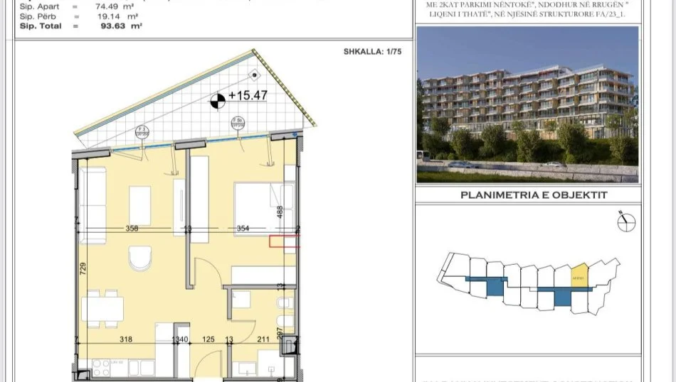 Tirane, vendesi appartamento 1+1 con balcone al 4° piano, 93 m², 248.000 € (LIQENI THATE)