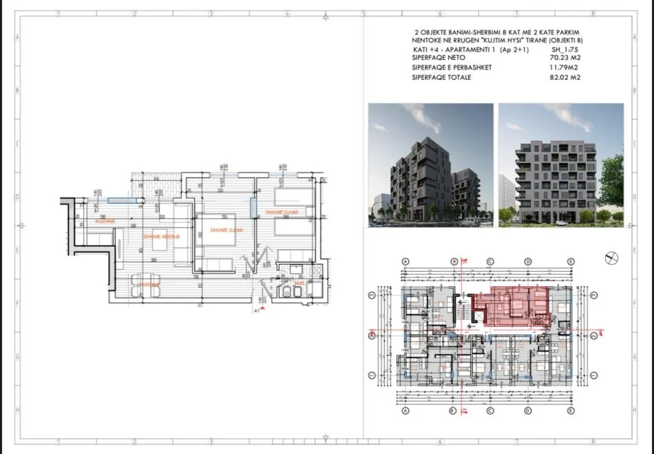 Tirane, vendesi appartamento 2+1 Piano 4, 82 m² 151.000 € (IN PARCHEGGIO)