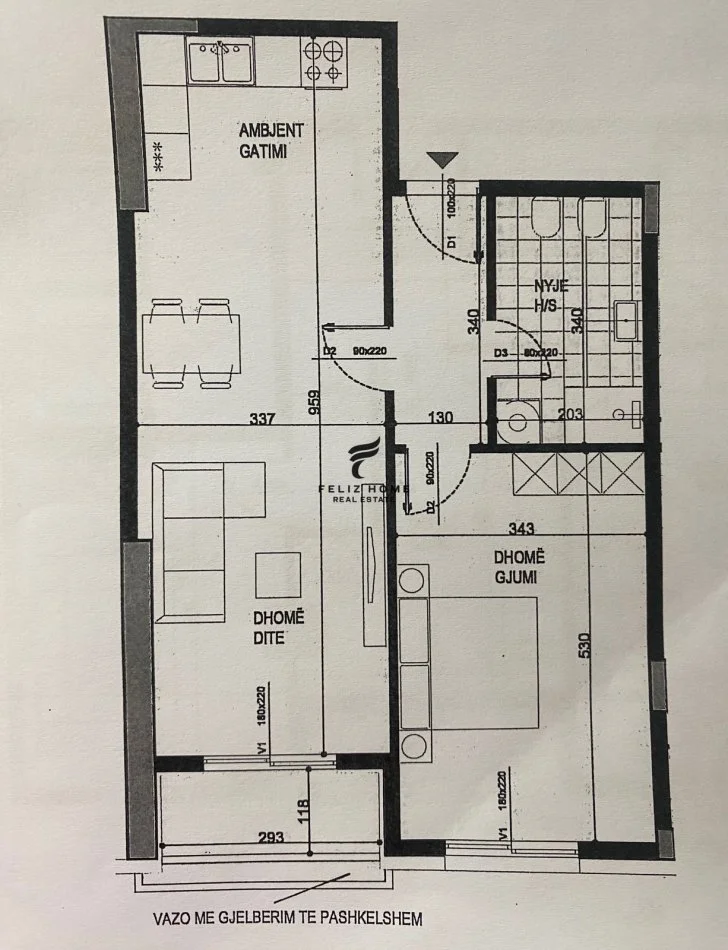 Tirana, Apartment for Sale 1+1+Balcony, 7th Floor, 93 m², €143,000 (Near Aviacionit Airfield)