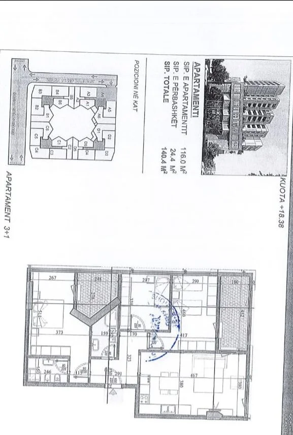 Tirane, appartamento 3+1 con balcone al 4° piano, 140 m² 238.000 € (LAPRAKE)