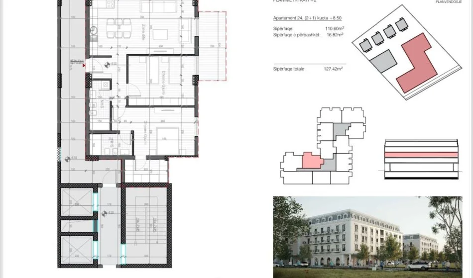 Tirane, Apartment for Sale 2+1 Second Floor, 127 m² 205,000 € (PORTA TIRANA E RE)