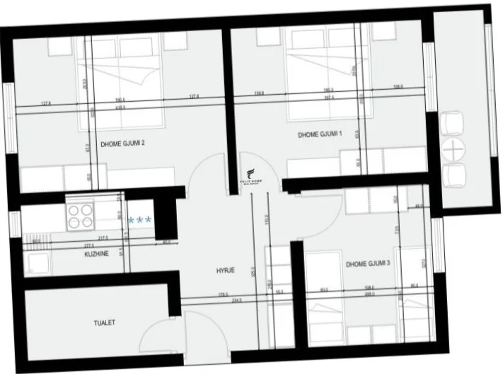 Tirane, vendesi appartamento 3+1 Piano 5, 74 m² 203.000 € (CENTRO)