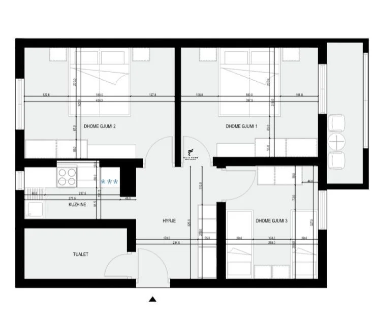 Tirane, vendesi appartamento 3+1 Piano 5, 74 m² 203.000 € (CENTRO)