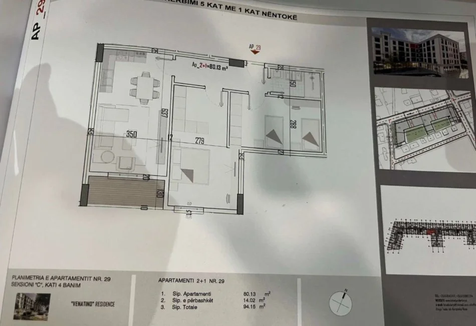 Tirane, vendesi appartamento 2+1 Piano 4, 94 m² 75.500 € (KAMEZ)