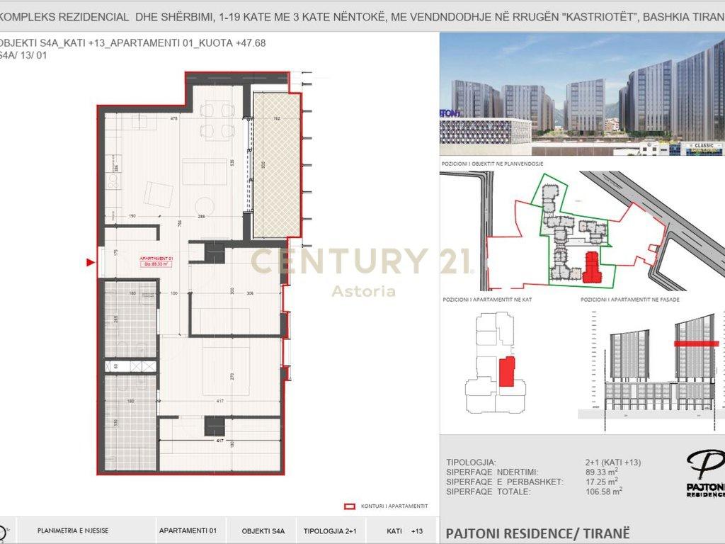 APARTAMENTO 2+1 IN VENDITA A "PAJTONI REZIDENCE", TIRANA