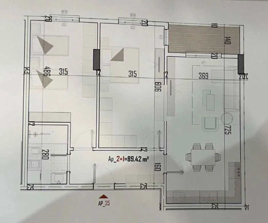 Tirane, Apartment for Sale 2+1+Balcony, 4th Floor, 105 m², €84,500 (KAMEZ)