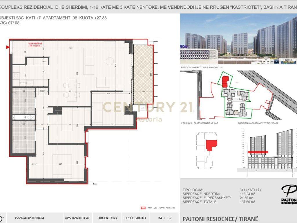 APPARTAMENTO 3+1 IN VENDITA A "PAJTONI REZIDENCE", TIRANA