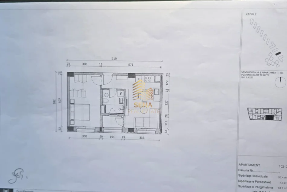 Tirana, vendesi appartamento 1+1+Balcone Piano 2, 60 m² 97.000 € (Ali Demi)
