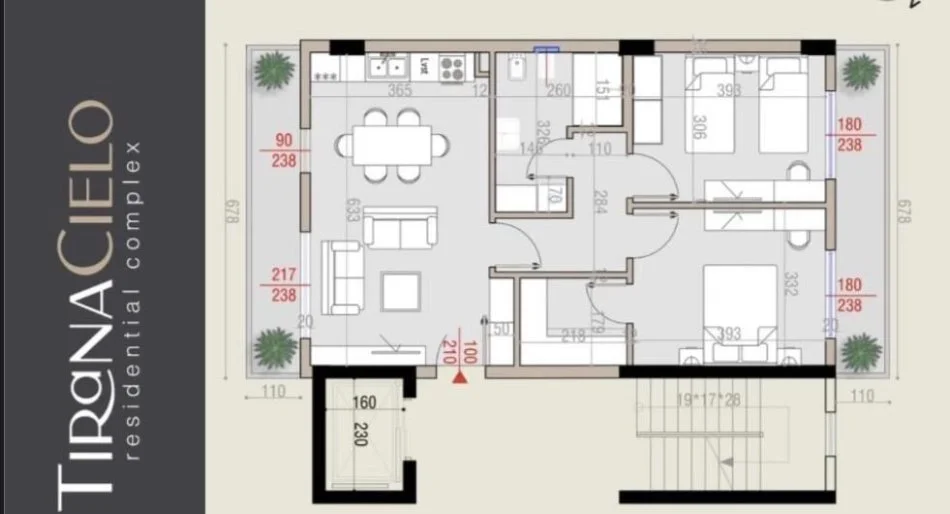 Tirane, appartamento in vendita 2+1+Balcone Piano 3, 98 m² 193.000 € (TEG)