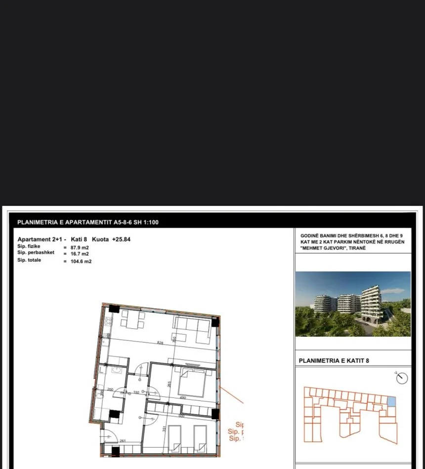 Tirane, shitet apartament 2+1+Aneks Kati 8, 104 m² 120.300 € (PASKUQAN)