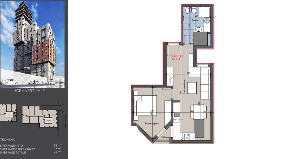 Tirane, shitet apartament 1+1 , 76 m² 190.000 € (Zogu i Zi)
