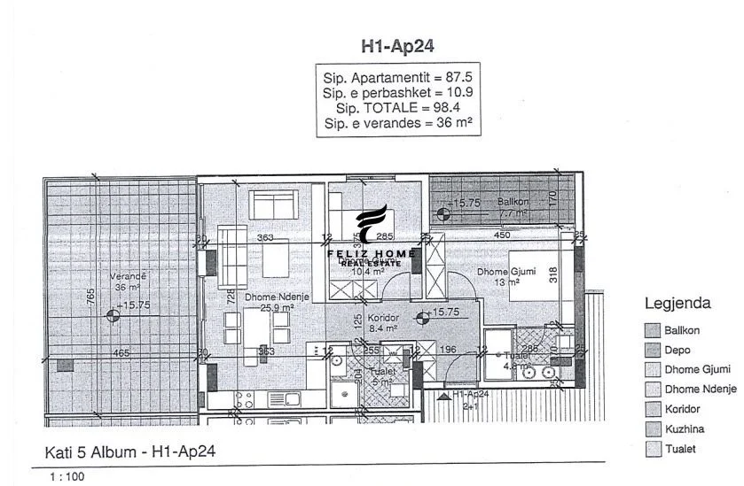 Durres, shitet apartament 2+1+Ballkon Kati 6, 98 m² 227.000 € (DURRES)