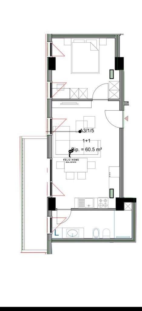 Appartamento con affitto 1+1 senza mobili 40.000 LEKE FH-79589