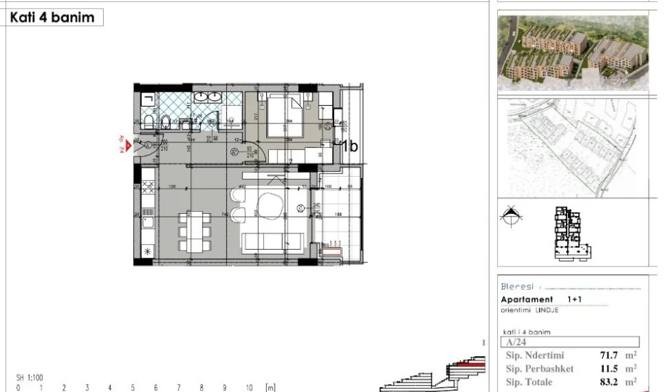 Tirane, for sale 1+1 apartment, 4th Floor, 83 m², €183,040 (Dream House Residence Near Artificial Lake)