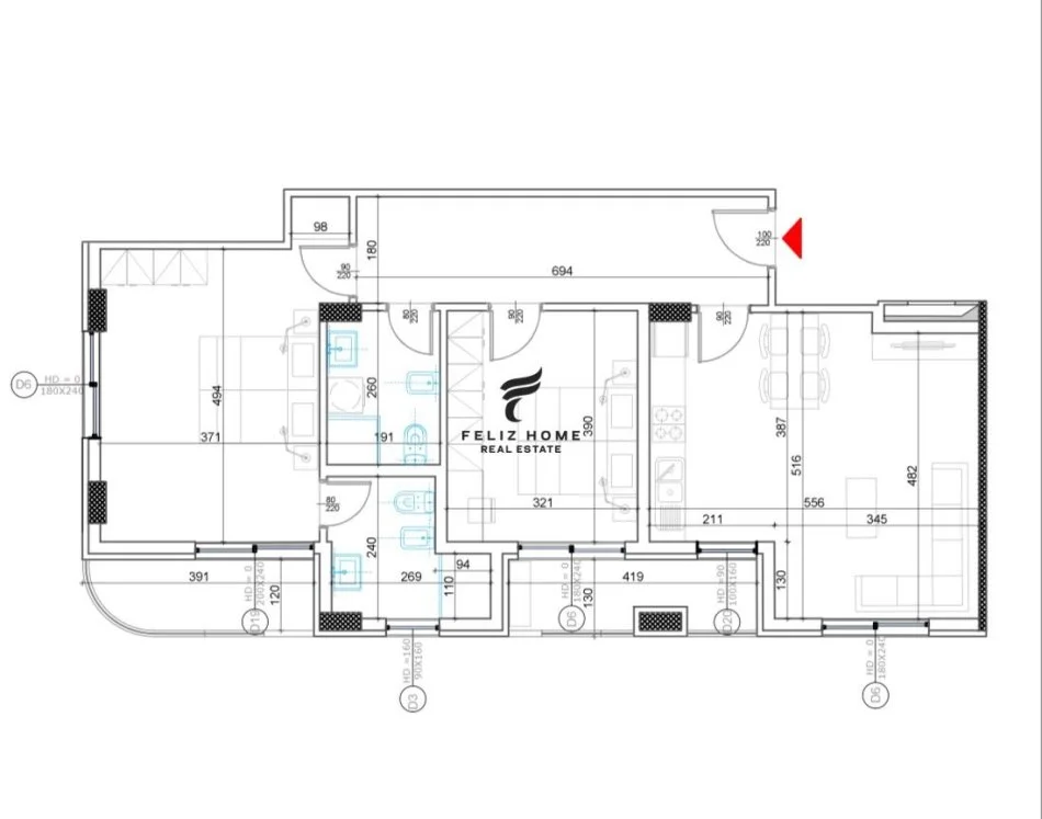 Tirane, Apartment for Sale 2+1+Balcony, First Floor, 121 m², €240,000 (Cold Water)