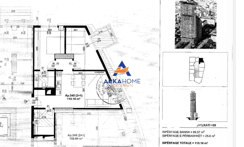 Tirane, shitet apartament 2+1+Ballkon , 115 m² 311.000 €